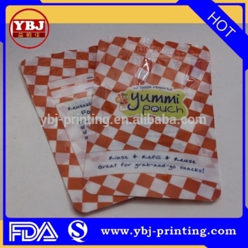 Customized yummi pouch for baby Zipper plastic bag with logo printed zip lock plastic bags flat bottom plastic bag