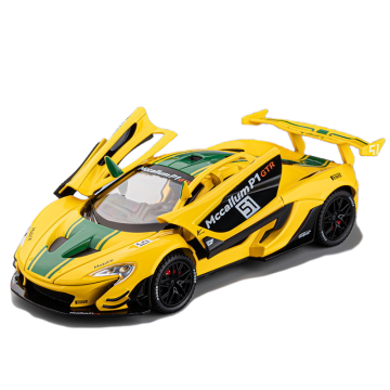 Diecast Collectible: 1:22 Scale McLaren P1GTR Racing Car with Sound, Light, Openable Pullback Doors - Metal Model Decoration