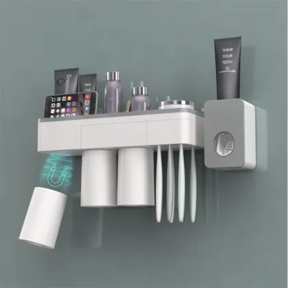 Wall-Mounted Tooth Brushing Cup with Automatic Toothpaste Dispenser