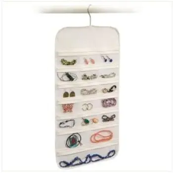 Hanging Jewelry Organizer White 37 Pockets