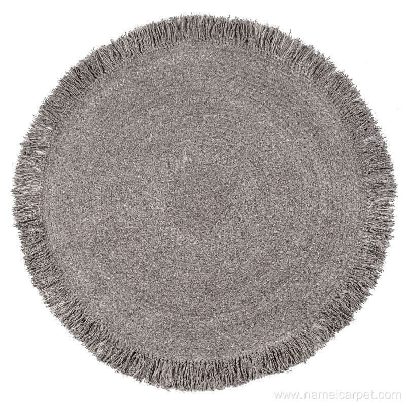 natural wool braided round carpets rug