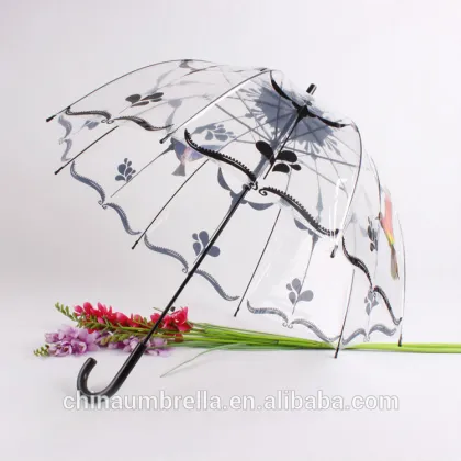 appollo shape PVC straight transparent waterproof umbrella