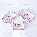 Christmas Decals Ceramic Bakeware Set With Handle