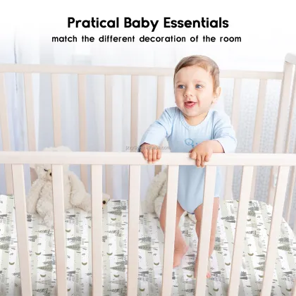 Forest Stripe Cotton Sheet Set for Children's Crib Mattress