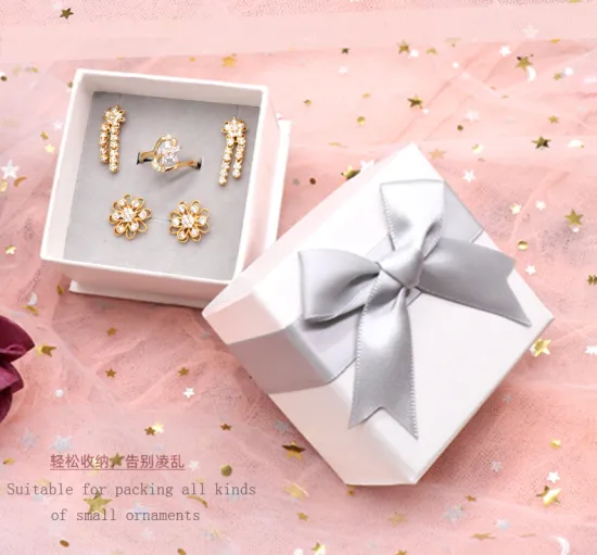 Custom White Jewelry Set Ring Necklace Earrings Box