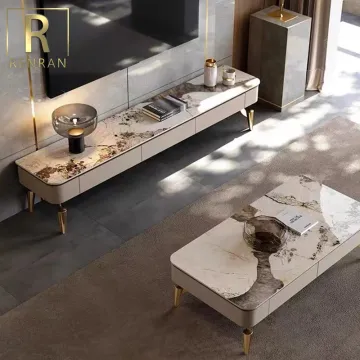 Modern Marble Top Gold Luxury TV Wall Units & Wooden TV Stand Designs