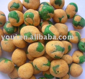 Chilli flavor coated green peas