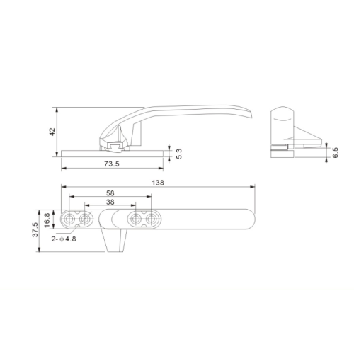 Flügelfenstergriff ohne Schlüssel