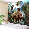 Dinosaur Tapestry Wall Hanging Wild Anicient Animals Wall Tapestry Tropical Rain Forest Jungle Natural Wall Blanket Home Decor