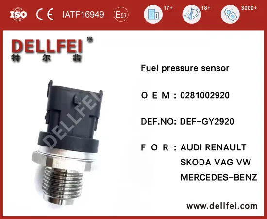 Good quality Common rail pressure sensor 0281002920 for AUDI,RENAULT,MERCEDES-BENZ,SKODA,VAG,VW
