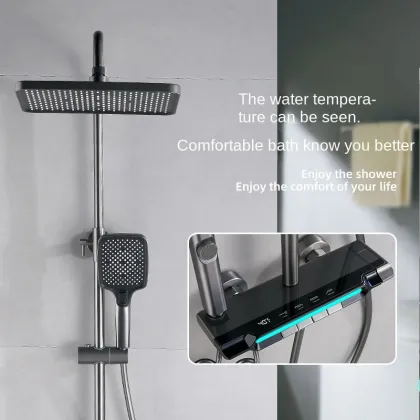 Copper Gun Gray Digital Display Shower Suite with Supercharged Hot and Cold Brass Valve