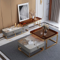 Design de luxo Golden Living Room Table White Paint