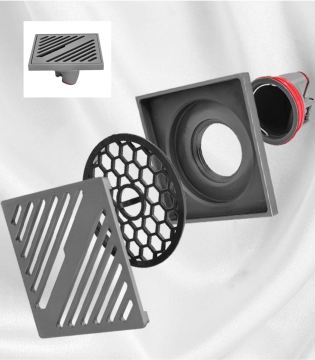 Drain de douche au sol carré en laiton avec grille amovible pour insert de carreaux invisibles