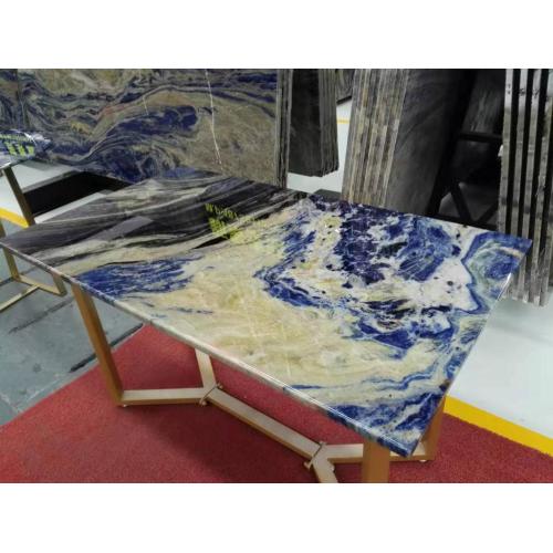 Meja retectangle sodalite biru semi berharga