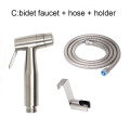Double Function Stainless Steel Toilet Bidet Faucet Bathroom Handheld Bidet Sprayer Set Kit Tank Hook & Wall Mount