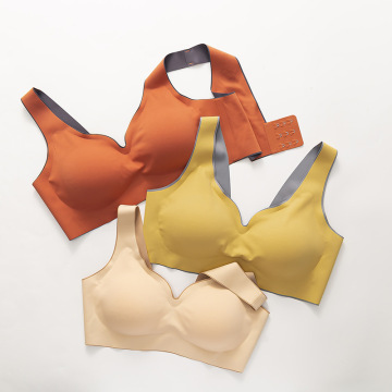 Seamless V-neck Soft Bralette with Removable Pads