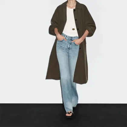 Women's casual versatile British outdoor style long windbreaker jacket