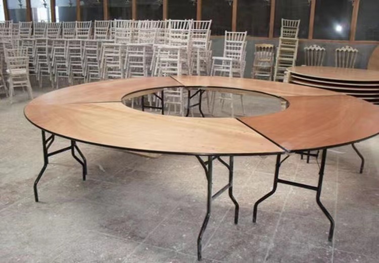 Commercial Outdoor Furniture Wood Top with Metal Legs Dining Restaurant Wooden Hotel Folding Wedding Banquet Table