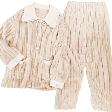 トレンディなJacquard Strip Flannel Sleepwear