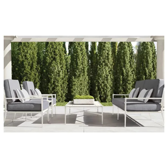 Modern Outdoor White Aluminum Sofa - Weather-Resistant and Durable