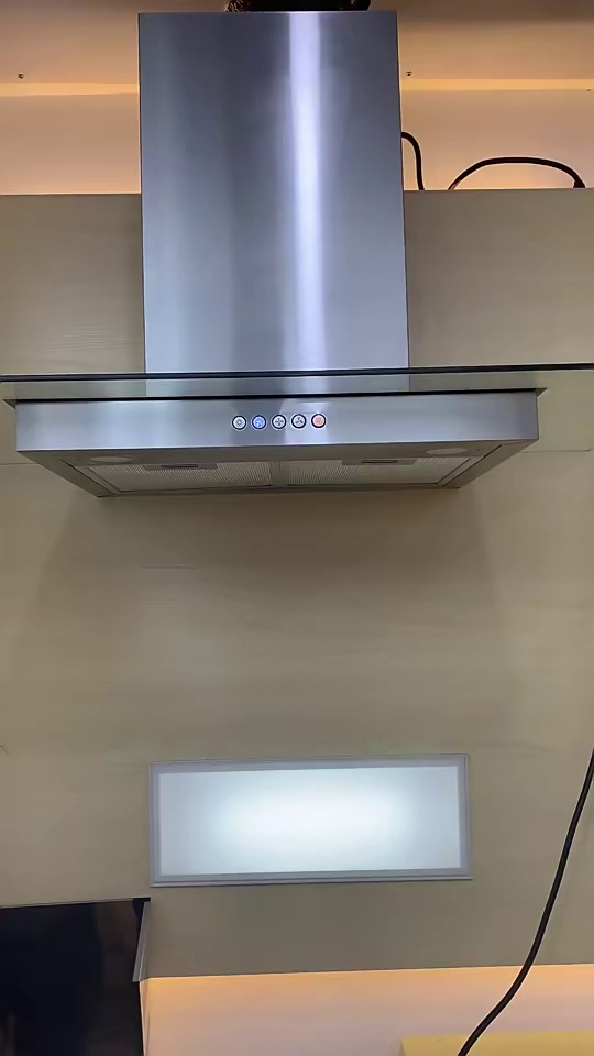 Vented Exhaust Type Cooker Hood Tempered Glass Kitchen Vent ISLAND  Range Hood with Push Buttons