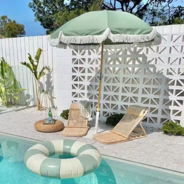 Waterproof Patio Umbrella with Tassels for Garden and Beach