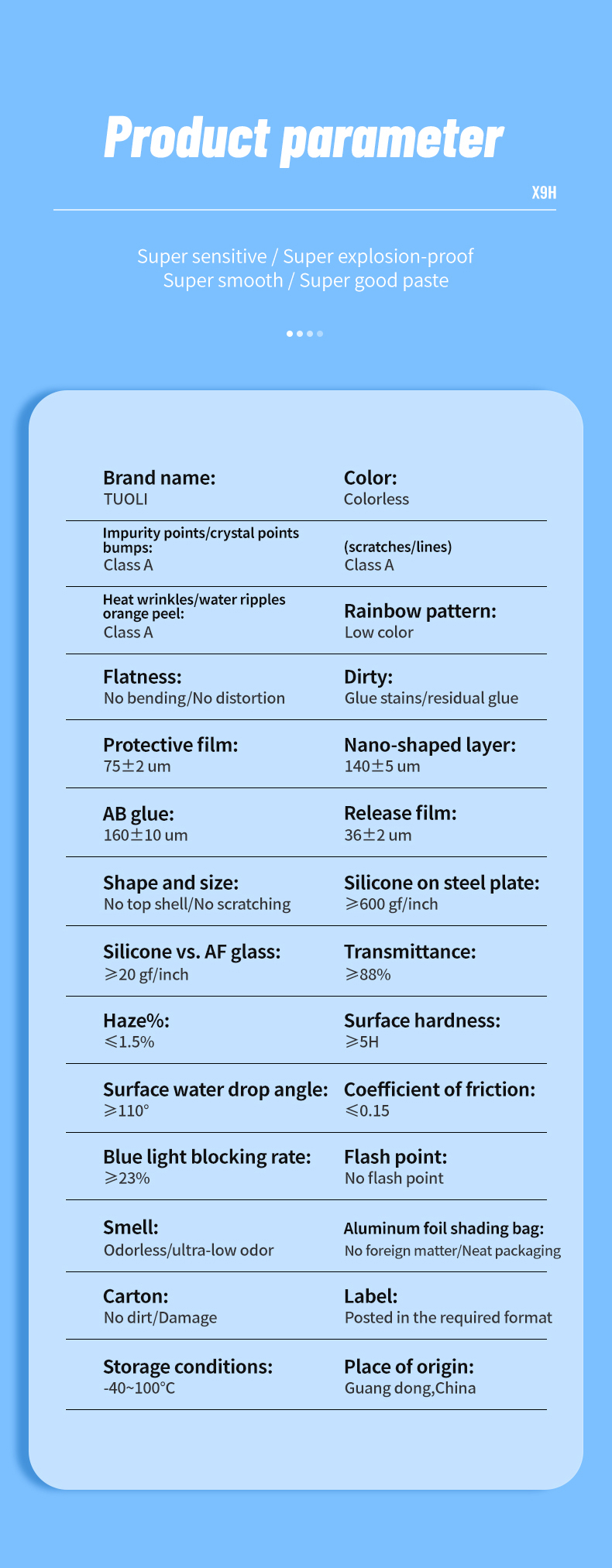 X9h Uv Glass Protector Film