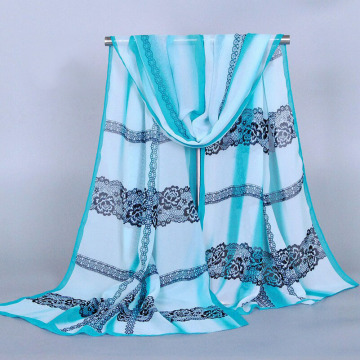 Lace Printed Thin Women Spring Chiffon Scarf