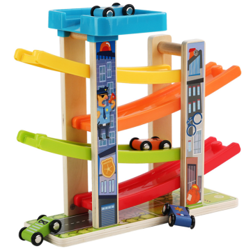 Montessori-Inspired Gliding Roller Coaster Car: A Preschool Wooden Racing Track Toy for Children