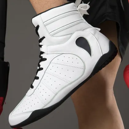 Custom Made Professional Fashion Boxing & Wrestling Shoes: Leather Boots for Unisex