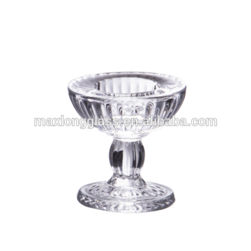 Clear Pressed Glass tealight holder with stem 80mm.