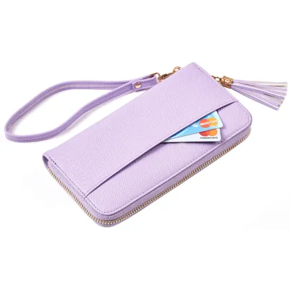 Customized High Quality Zipper Long Wallet with Wrist Strap - European & American Style
