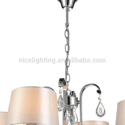 4 lights crystal decor chandelier lighting fabric shade european lamps