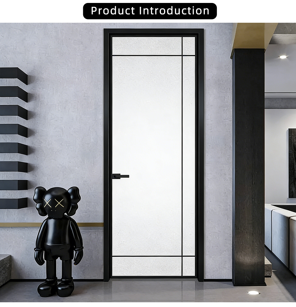 Modern Minimalist Black Frame Glass Door YJ-P059 X