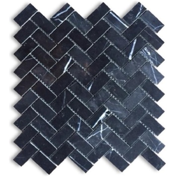 Black Marble Chevron Mosaic Backsplash for Walls and Flooring