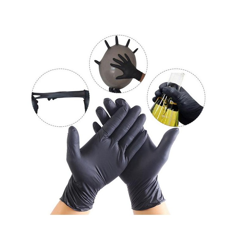 Gants de nitrile noir non stérile jetable noir