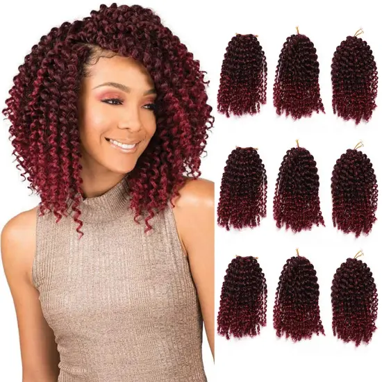 Wholesale Mali Bob Twist Crochet Hair Kinky Crochet Braiding Hair Extensions 3X Pack Solid And Ombre Color Synthetic Fiber
