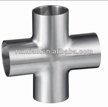 Sanitary stainless steel pipe cross connector