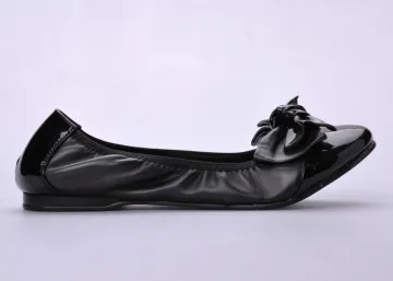 Bow Womens Ballerina Flat Shoes , Black Pu Upper Flat Size 36-41