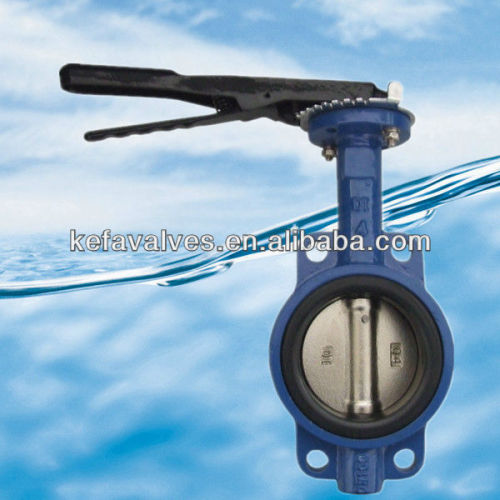 Wafer type butterfly valve with pin