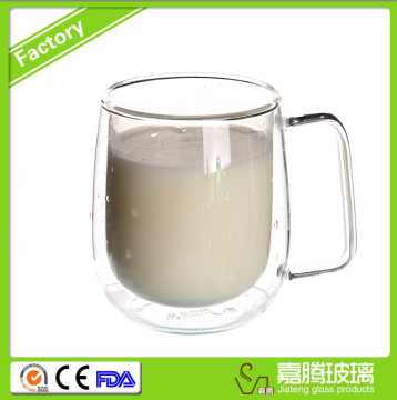 hot sales 200ml hand made double wall glass cup and coloure saucer,double wall cup