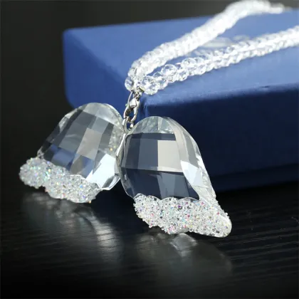 Crystal Angel Wings Car Pendant with Beaded Chain