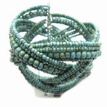 Bracelet, Made of Seed Beads, with Rhodium Plating