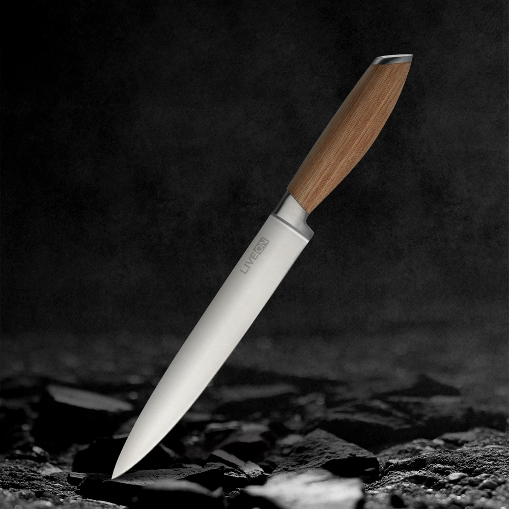 8 INCH SLICING KNIFE WITH PAKKA WOOD HANDLE