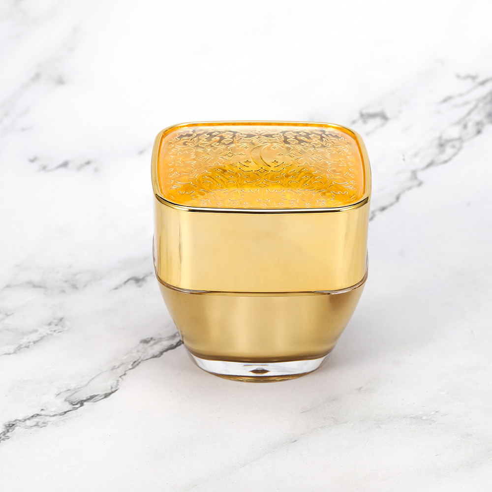 20g leere Kunststoff -Acryl -Doppelwand Goldkappe Gesichtspflege Nordic Orange Cosmetic Packaging Creme Jar