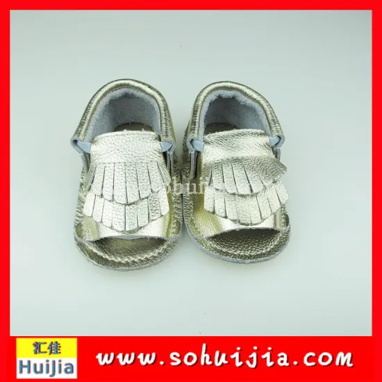 Fashion cheap price gold bow moccasins cow leather soft flat genuine leather baby shoes
