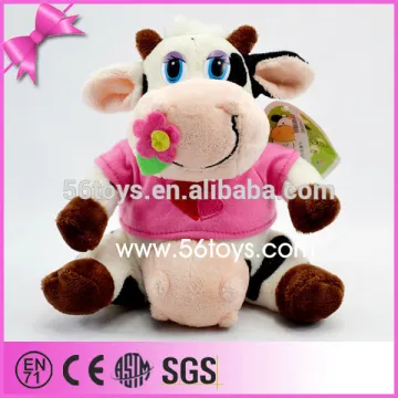 Promotional soft colorful stuffed pink cow plush toy