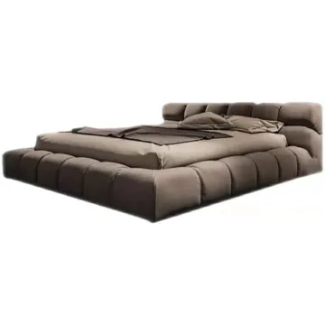 Fabric storage king size wood bed