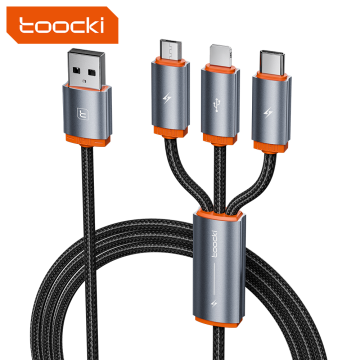 Toocki Hot 3 In 1 Fast Charging Cable - USB-A to Type-C/Micro/ Lightning