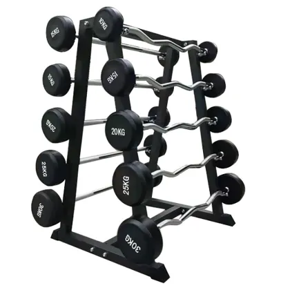 Home Gym Weightlifting Set: Fixed Curl Barbell with Multigrip Barbell
